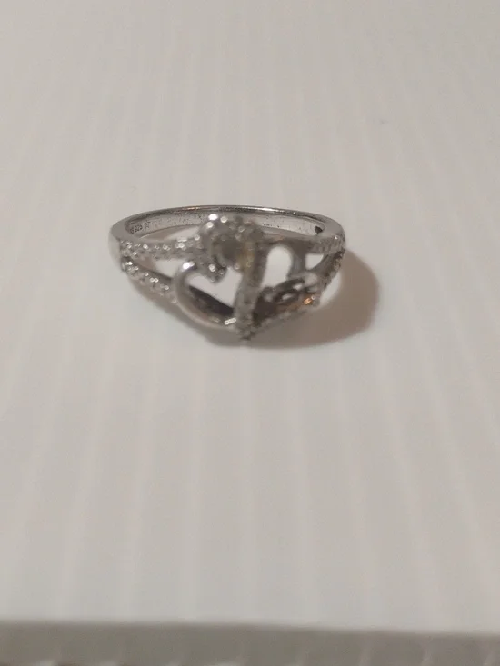 925 Sterling Silver Stamped Double Heart Ring Size 6.75 - Picture 4 of 6